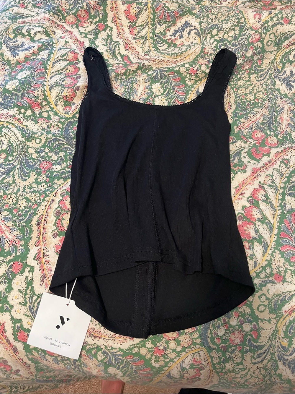 Black Ribbed Button-Front Camisole - Picture 2 of 2